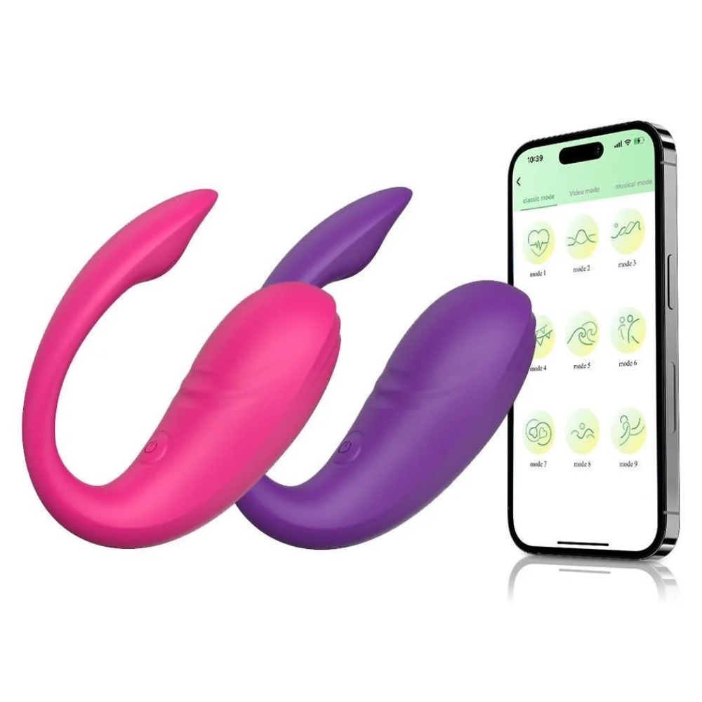 VIBRADOR CASAL À LONGA DISTÂNCIA APP COM ESTIMULADOR NA PONTA 10 VIBRAÇÕES