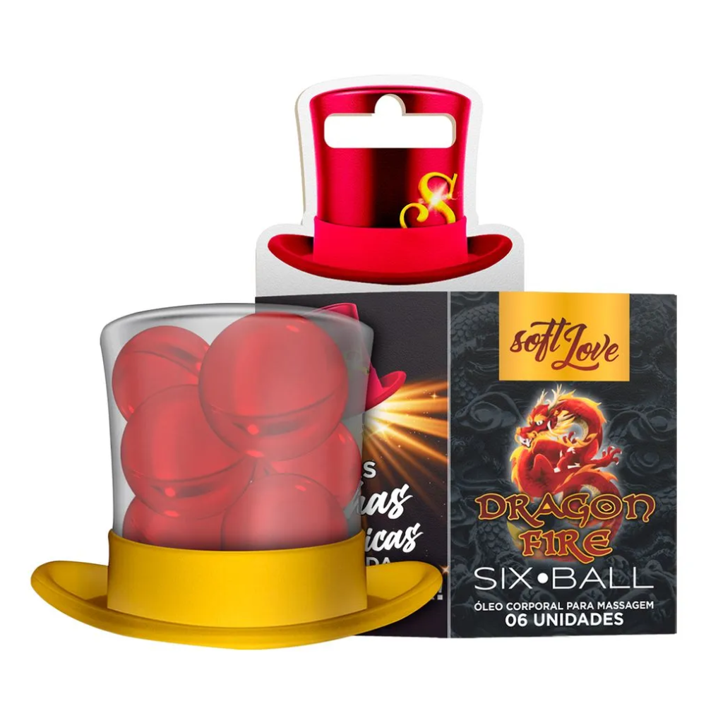 SIX BALL DRAGON FIRE ÓLEO DE MASSAGEM COM 6 UNIDADES SOFT LOVE